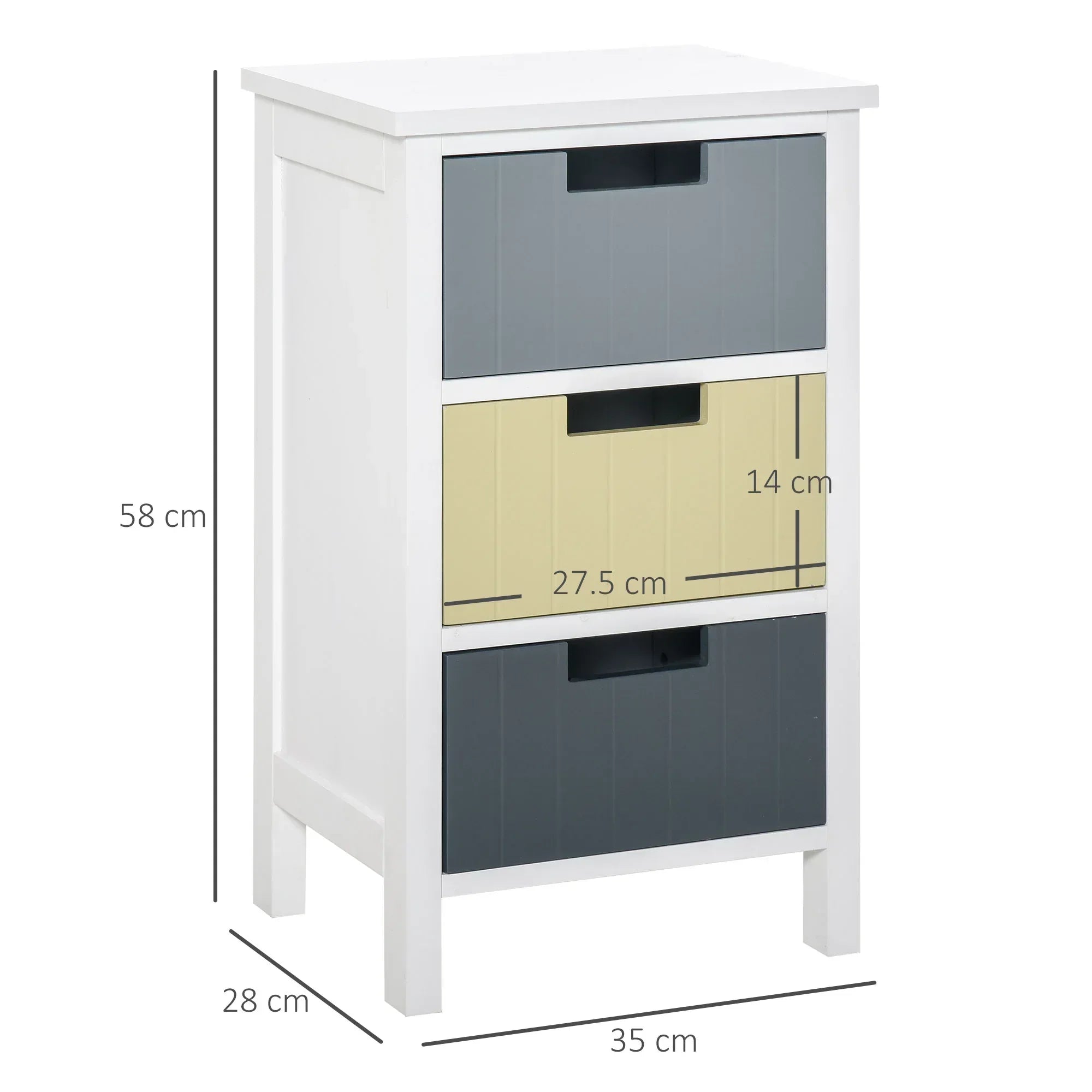 3 Drawer Storage Tower, Dresser Chest with Wood Top, Organiser Unit for Closets Bedroom Nursery Room Hallway - Bobobiy