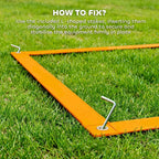Orange slanted hurdle ramp with securing stake for dog agility training