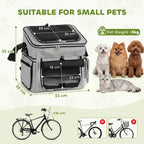 Light grey soft-sided dog bike basket with mesh front window and black interior