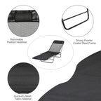 Black foldable sun lounger with removable padded headrest and quick-dry mesh fabric