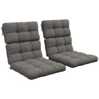 Charcoal grey 2-piece patio chair cushion set with backrest, padded seat, and ties