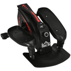 Black compact elliptical cross trainer with red graphic and LCD control panel