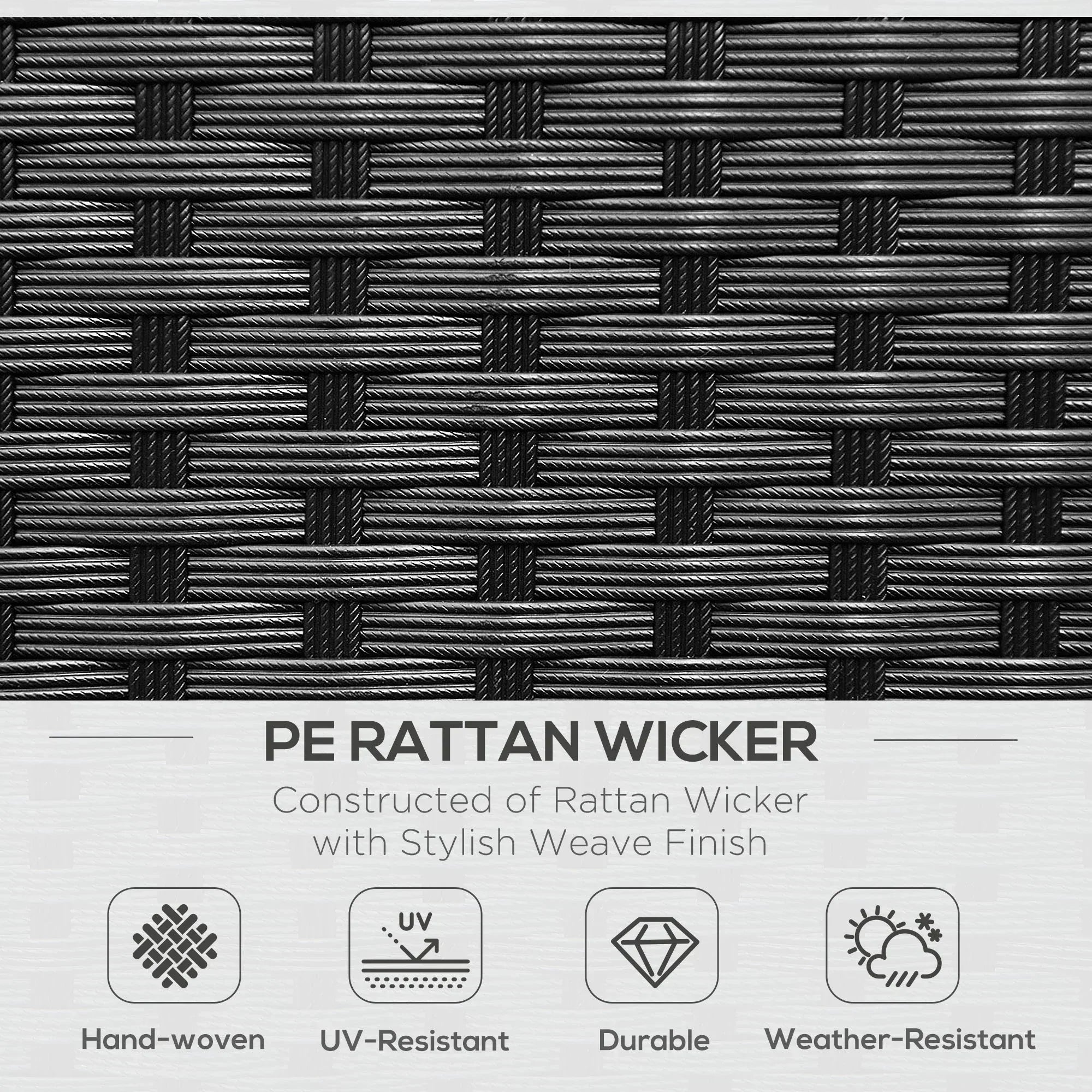 2-Seater Rattan Chair Set W/Middle Tea Table-Black - Bobobiy