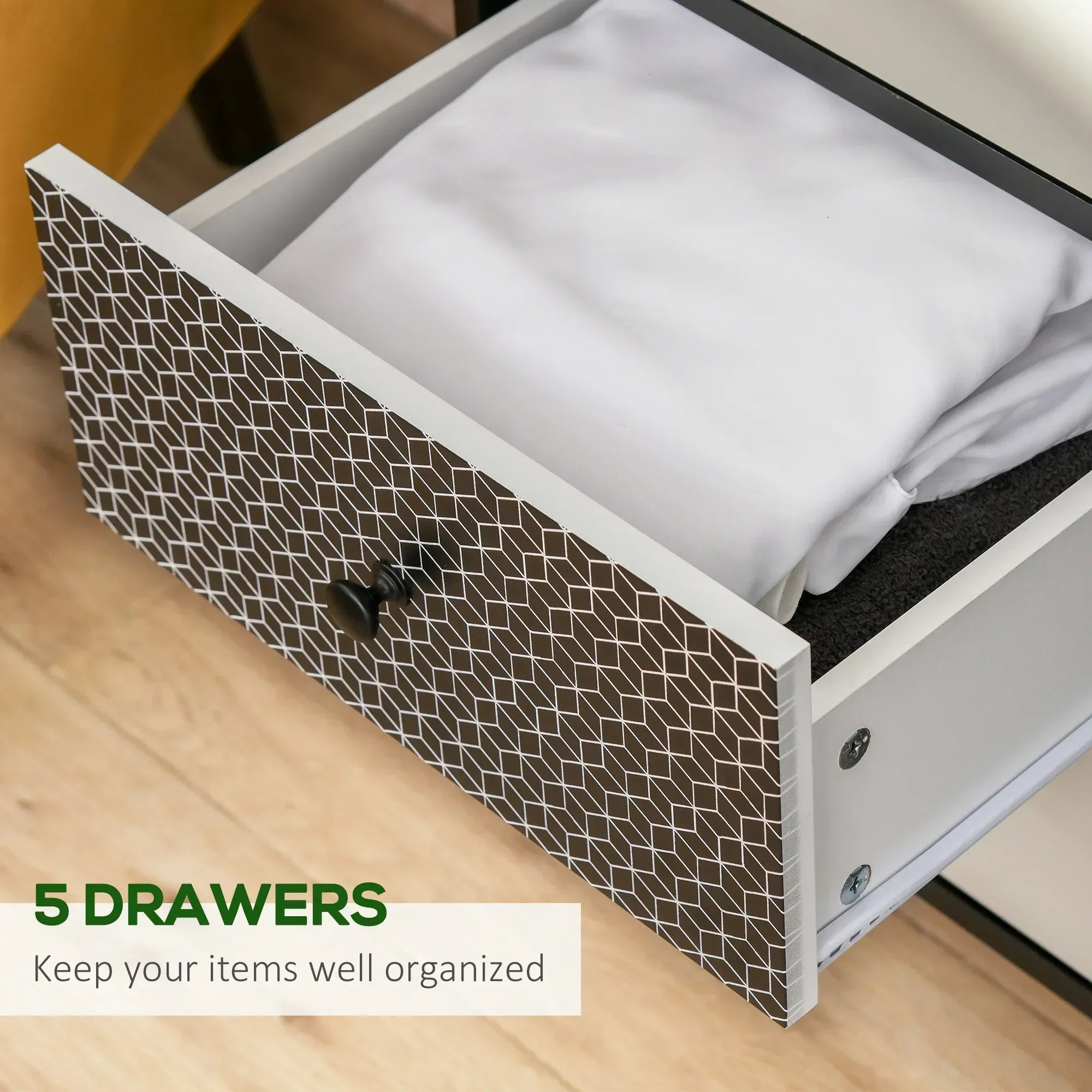 Chest of Drawers, 5 Drawer Dresser, Vertical Storage Organizer Unit for Bedroom, Living Room - Bobobiy