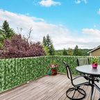 Dark green artificial leaf hedge privacy fence panel, hedge-wall style for outdoor privacy