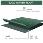 Waterproof patio furniture cover material diagram: green 600D Oxford outer fabric, inner PE coating.