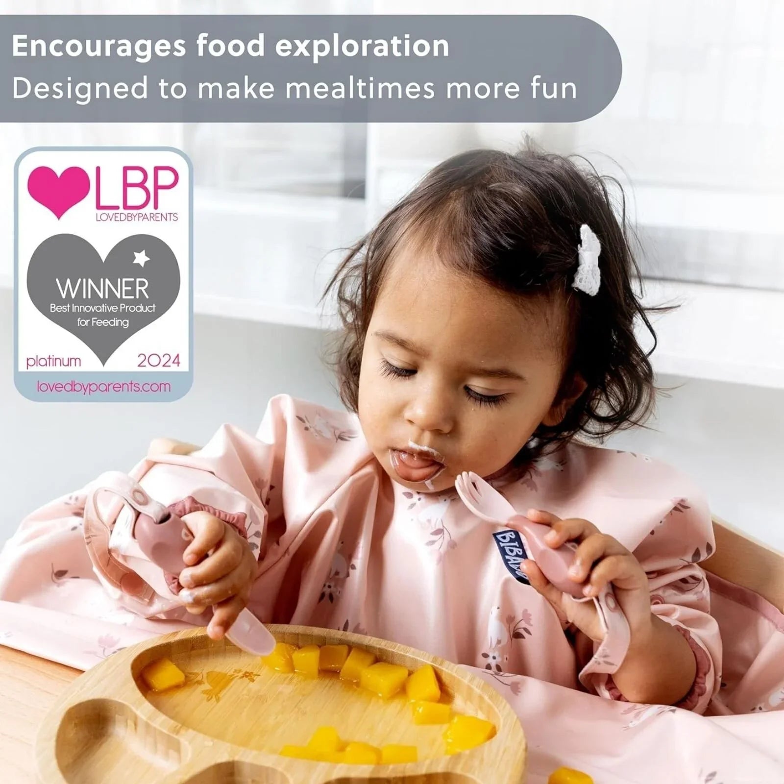 Bibado Handi Cutlery Attachable Weaning Cutlery Set 6+ months Pack of 2 - Blush