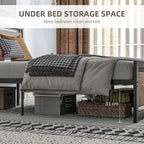 Metal bed frame with headboard/footboard, grey rails with underbed storage clearance