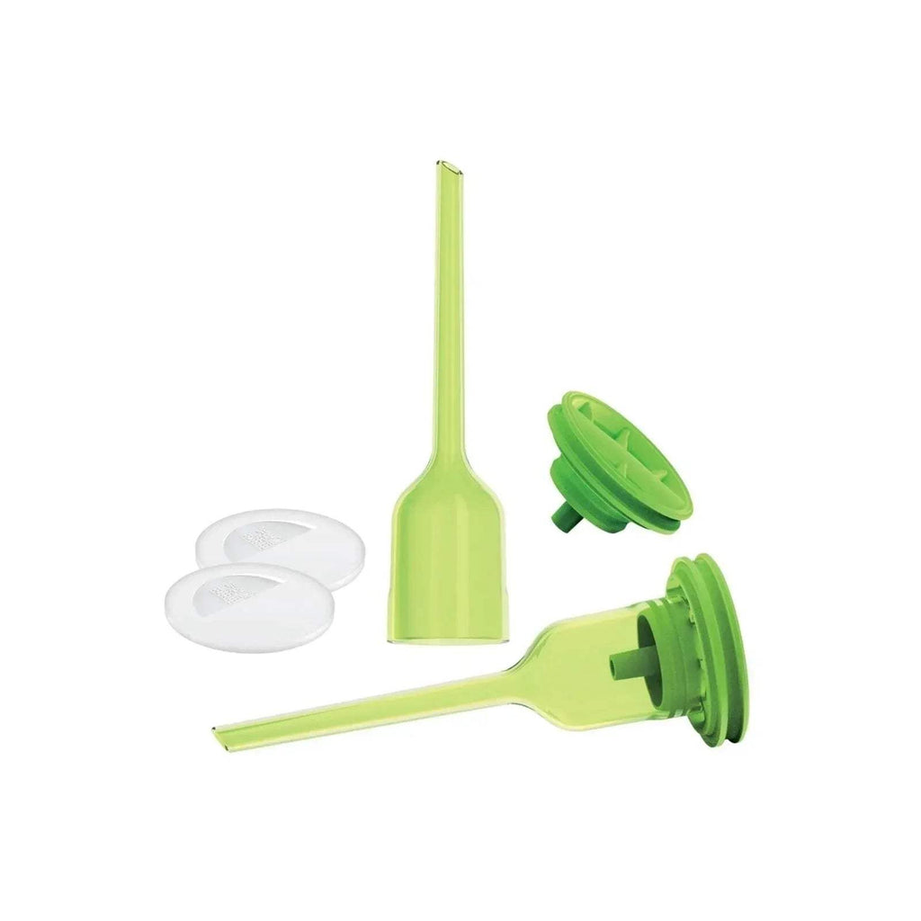 Green vent tube and cap replacement pieces with two white diaphragms