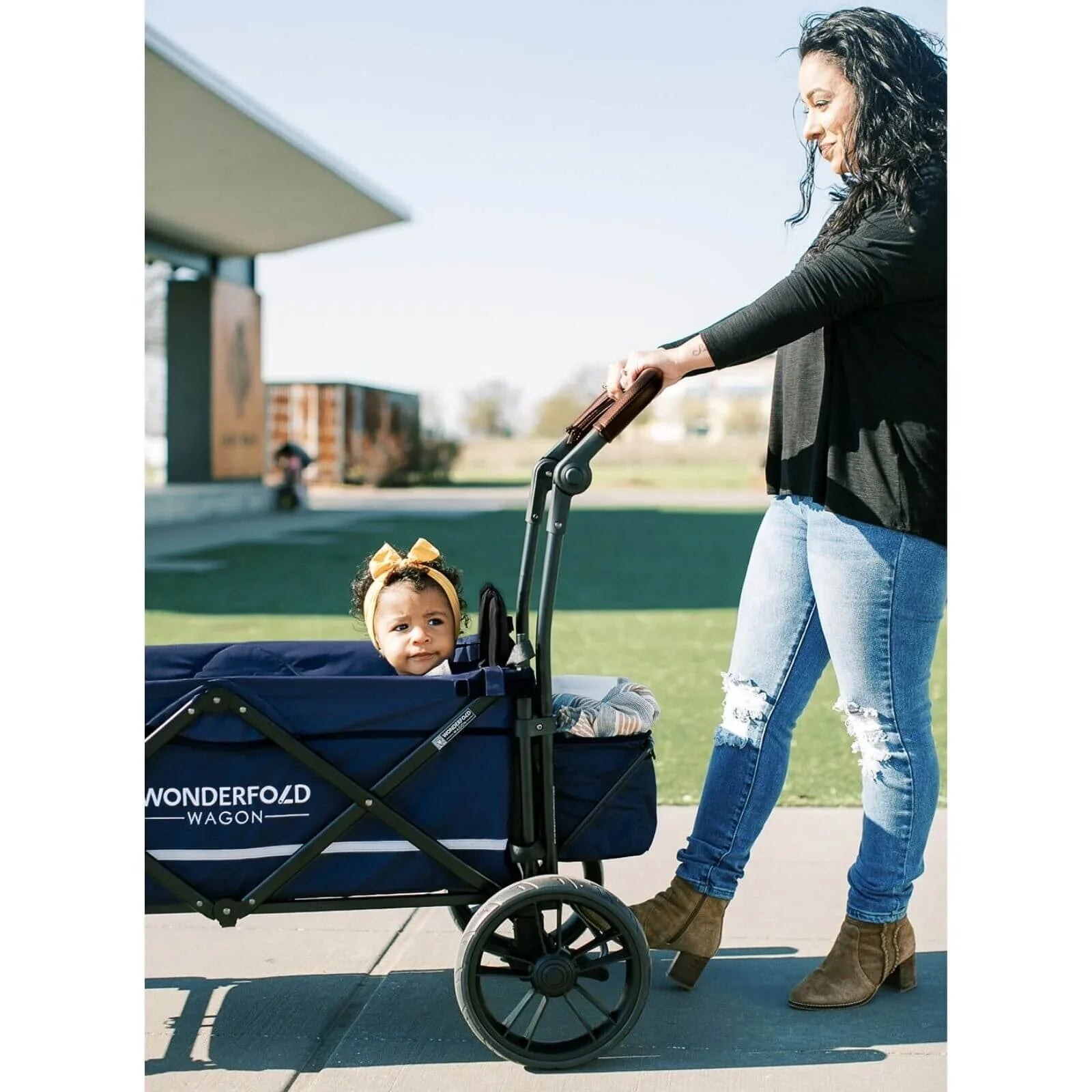 Wonderfold X2 Push & Pull Double Stroller Wagon - Midnight Blue