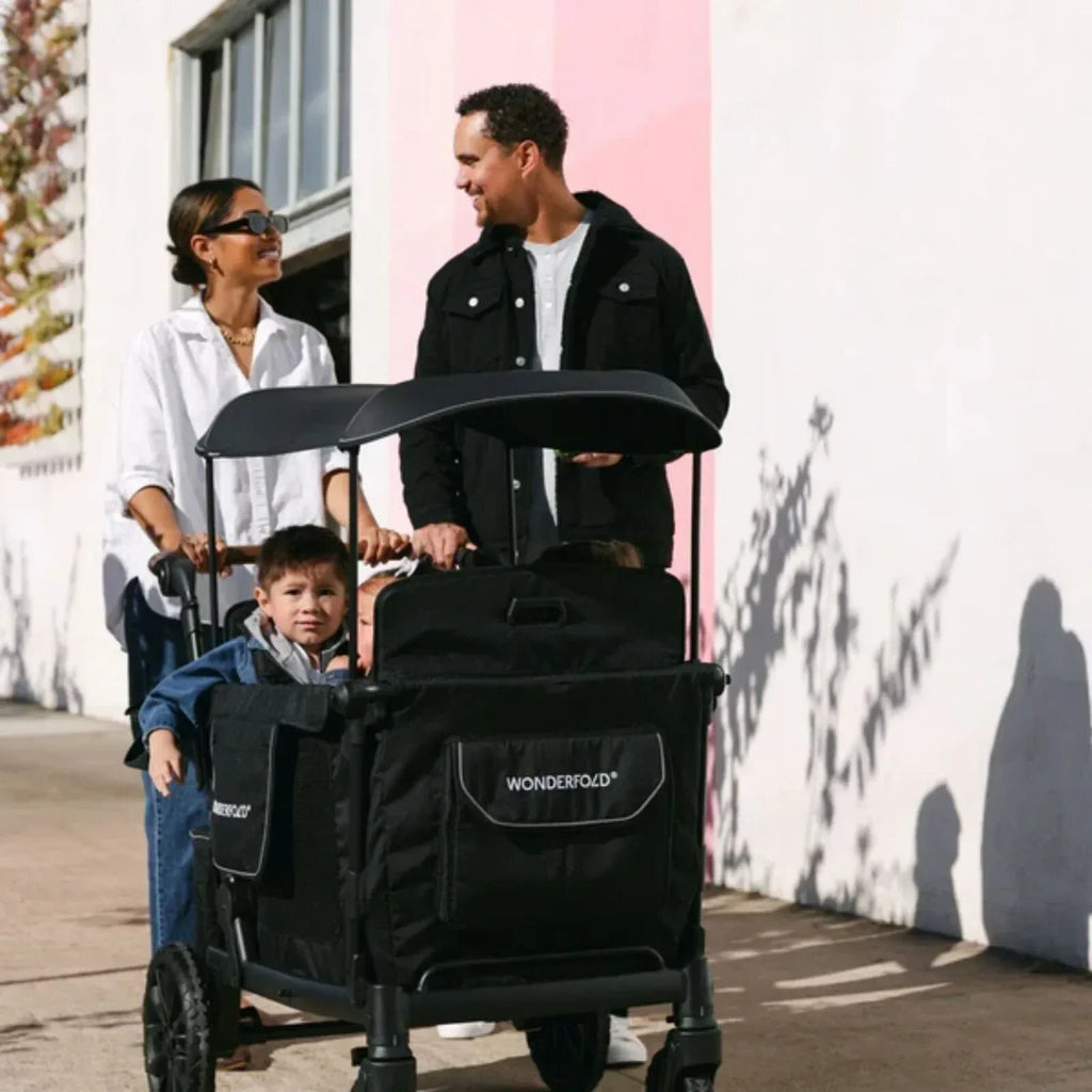 Wonderfold L4 Quad Stroller Wagon - Black - Bobobiy