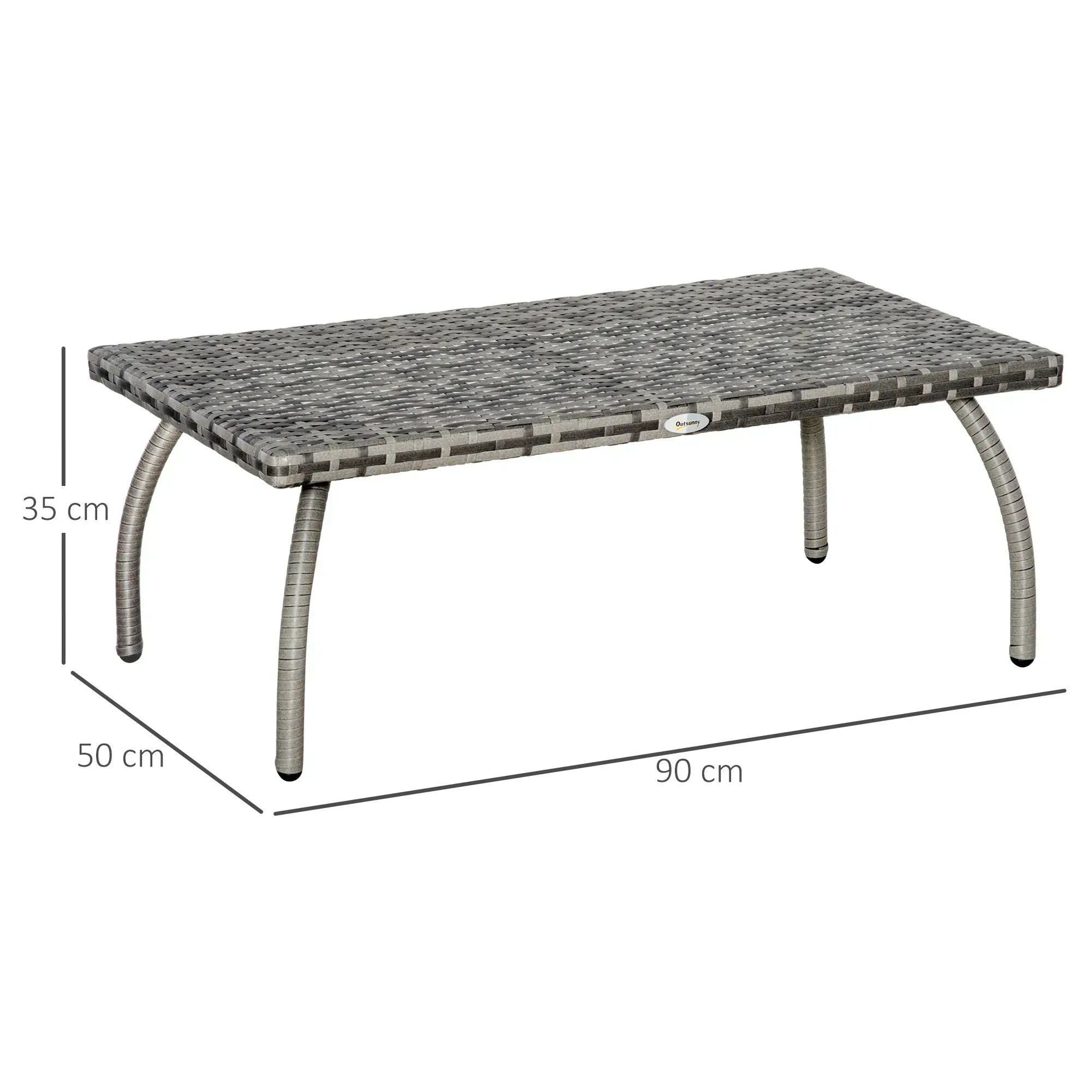 PE Wicker Rattan Garden Coffee Table - Mixed Grey - Bobobiy