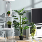 Artificial Monstera tree in black nursery pot with green leaves