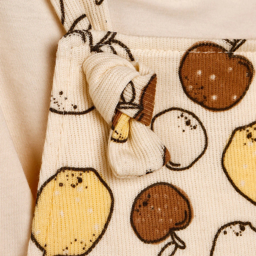 Newborn Bebbek Fruits Printed Dress - Ecru