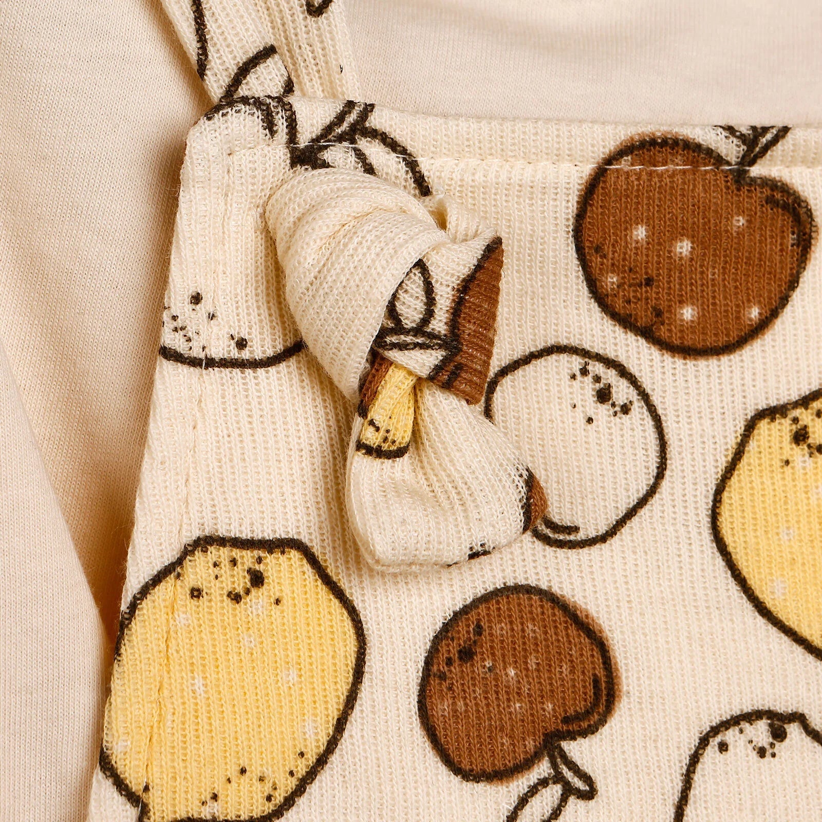 Newborn Bebbek Fruits Printed Dress - Ecru