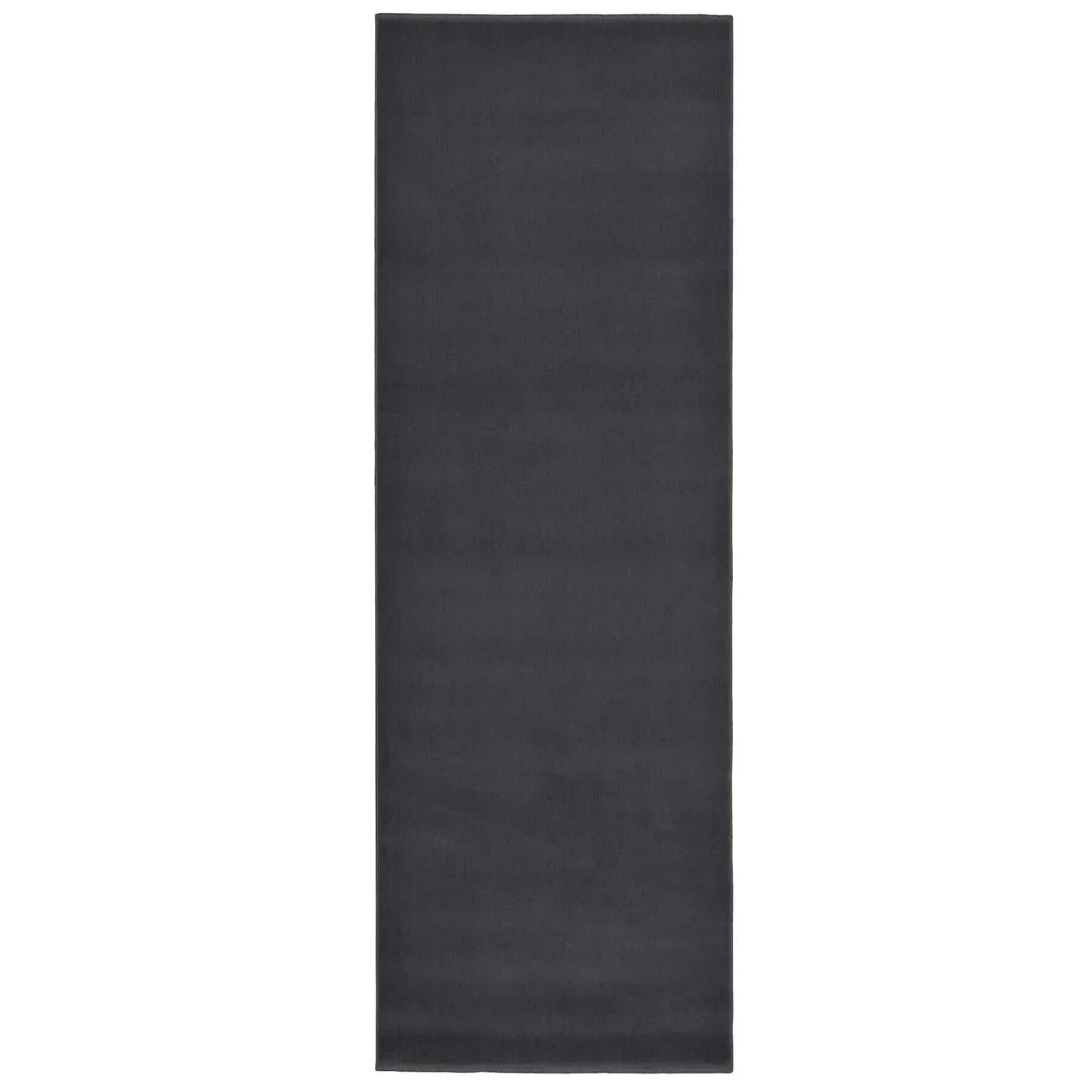 Dark gray solid area rug with flat, even surface