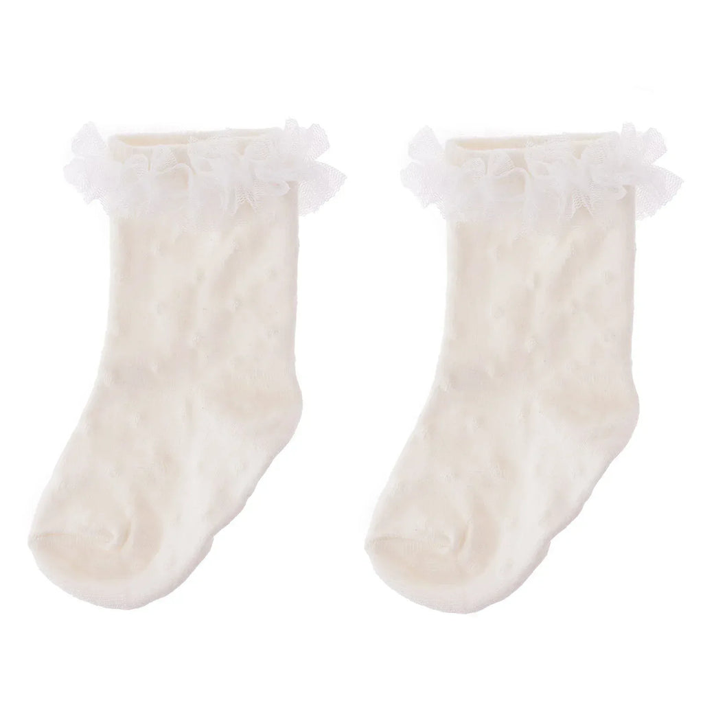 HelloBaby Girl Socks with Lace - White - Bobobiy