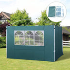 Dark green gazebo side wall panel with window and door-style zip opening