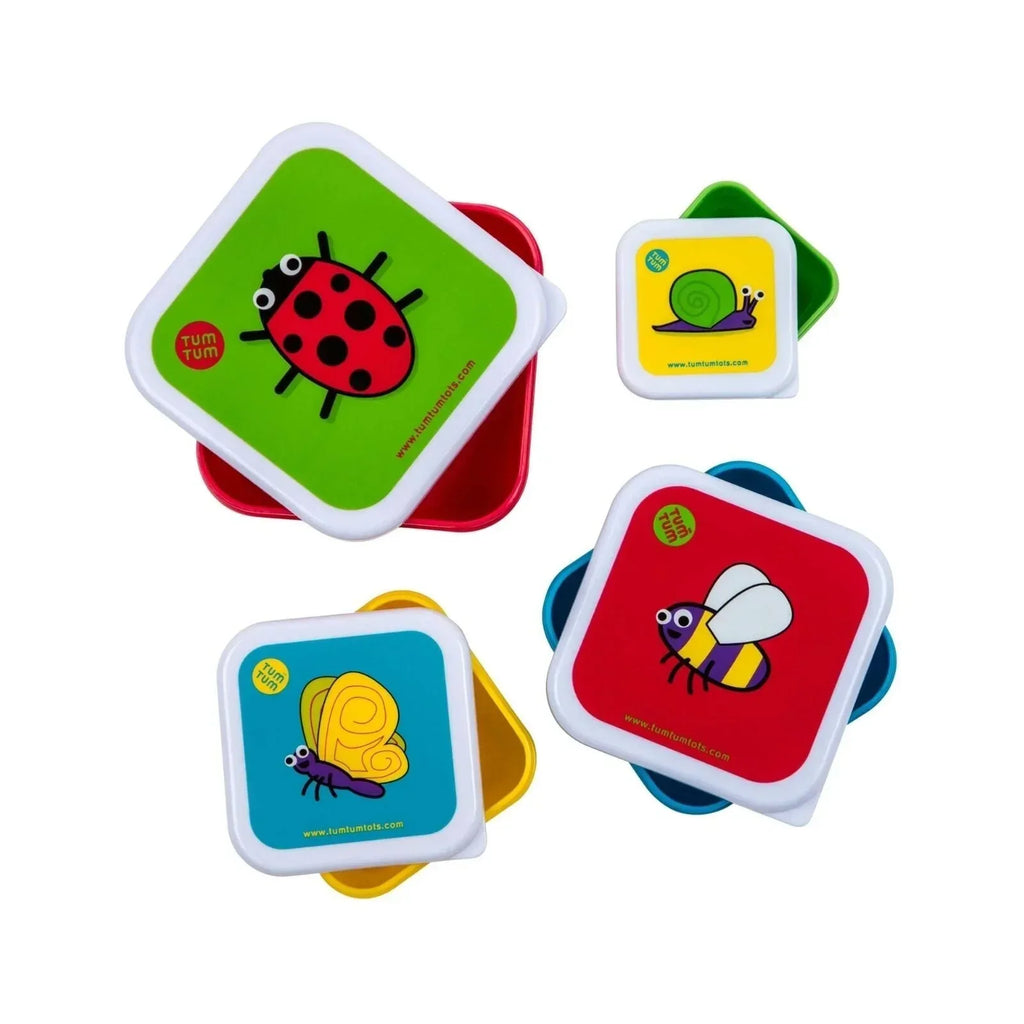 TUM TUM Nesting Snack Pots Pack of 4 - Bugs - Bobobiy