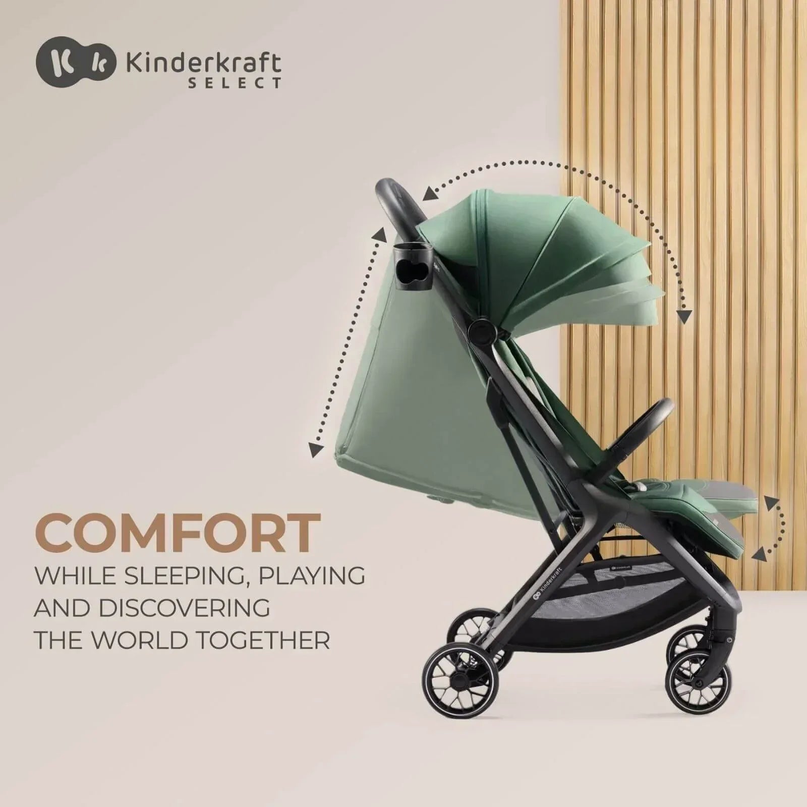 Kinderkraft Nubi 2 Auto-Folding Pushchair - Mystic Green - Bobobiy