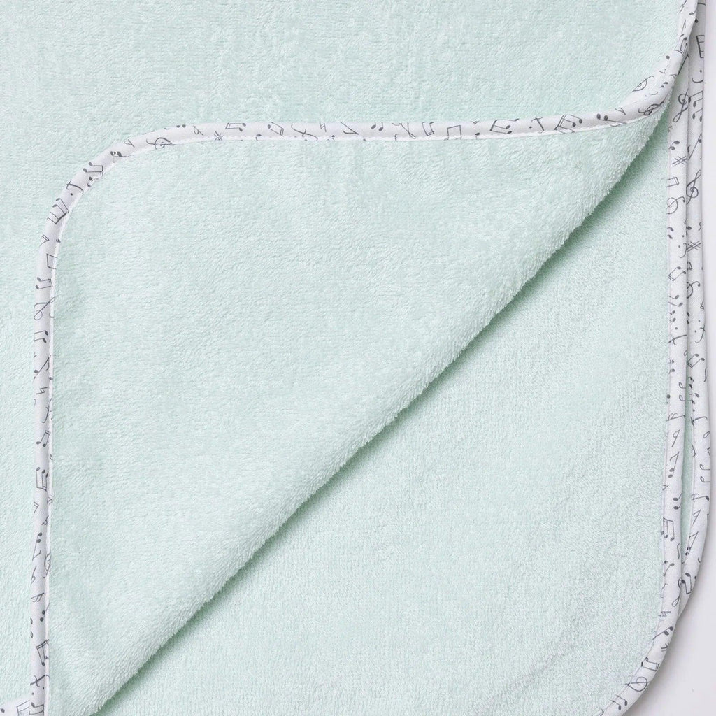Baby bath towel folded corner, light blue with smooth terry-pile side