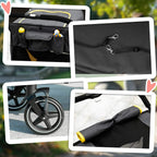 Foldable pet stroller accessories: storage pocket, wheel spring, folded frame