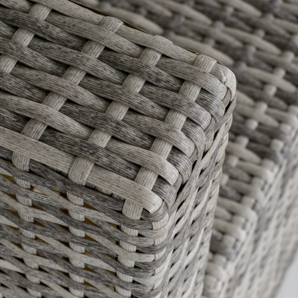 Outdoor PE Rattan Furniture with Cushions, Garden Armless Chair with Adjustable Footpads and Back Support Cushion, for Garden, Yard, Terrace, Light Grey - Bobobiy