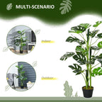 Artificial monstera tree with green leaves and black pot for indoor or outdoor