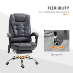 Dark grey ergonomic office chair with 360° swivel base and padded headrest and armrests