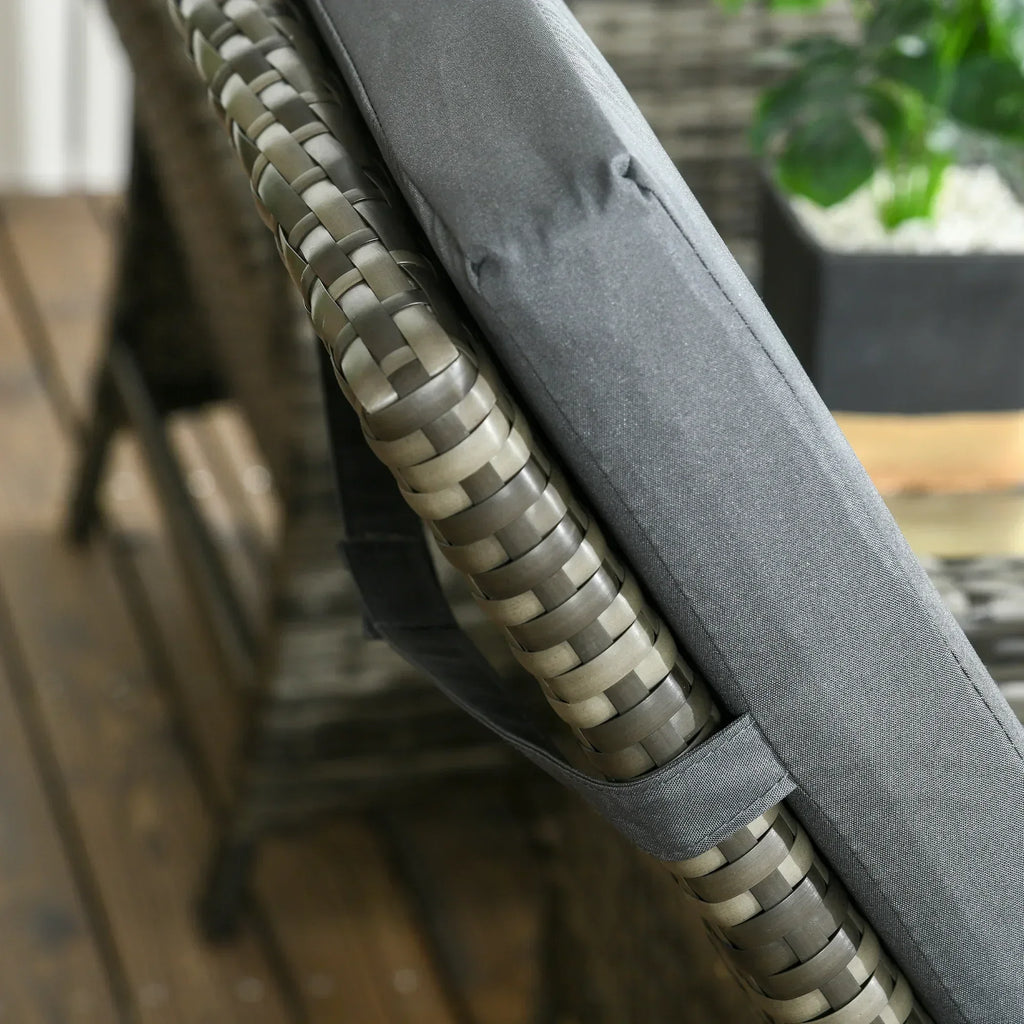 3 Pieces Rattan Bistro Set Balcony Furniture with Cushions, Storage Function - Dark Grey - Bobobiy