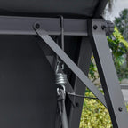 Dark grey swing bench canopy support arm with hanging spring hook