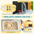 Kitchen playset with removable sink and faucet, stove burners, and cabinet