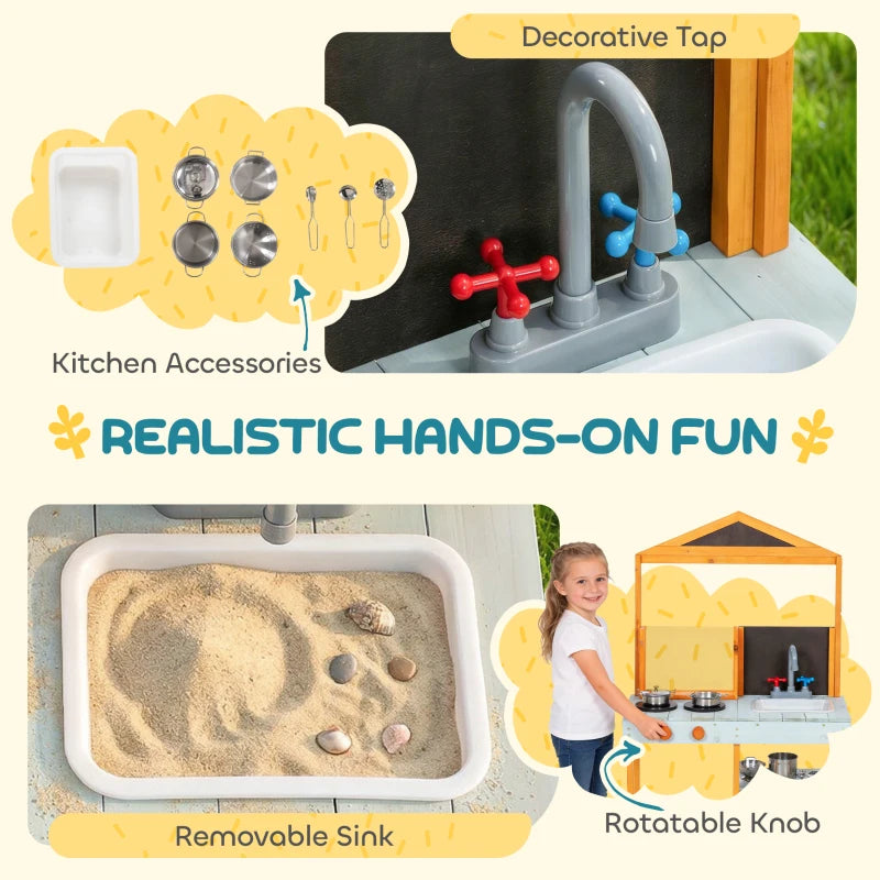 Kitchen playset with removable sink and faucet, stove burners, and cabinet