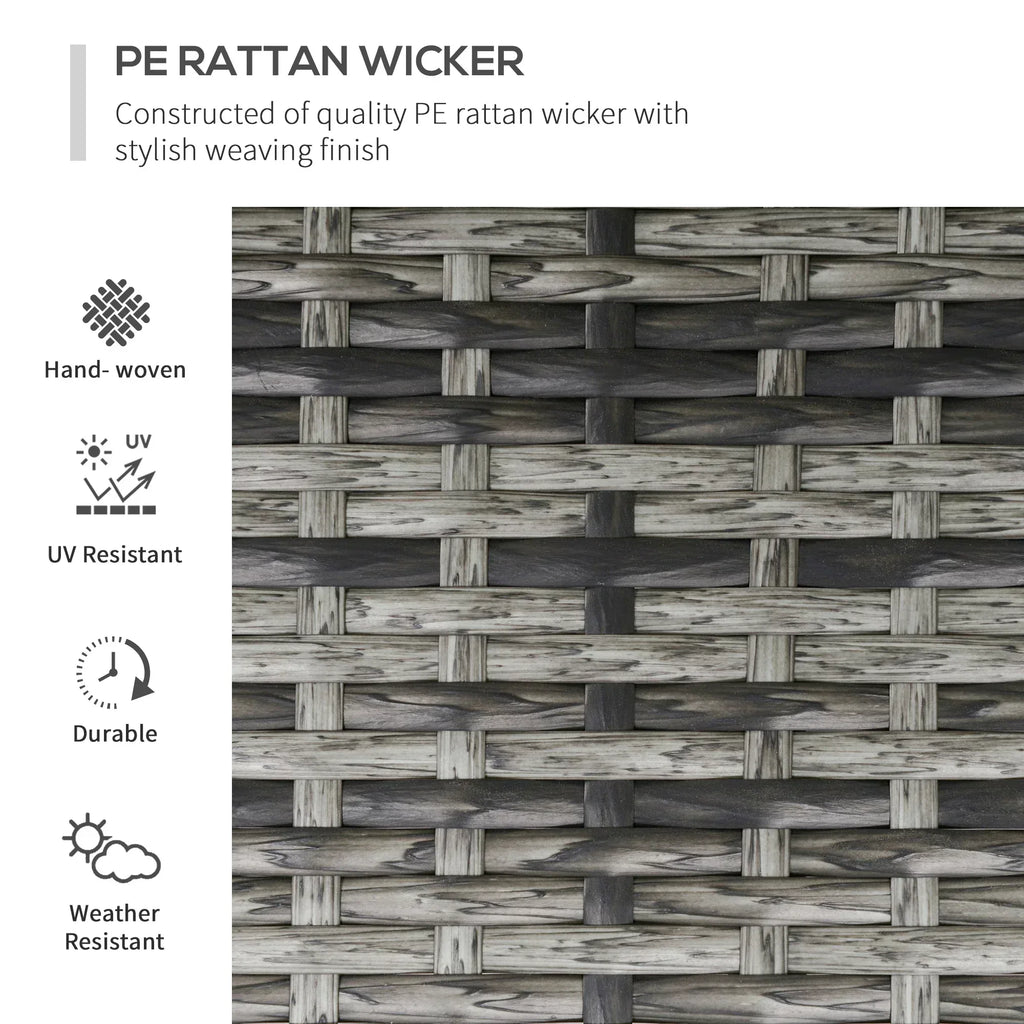 2 Seater Patio Wicker Chaise Lounge Sofa Set with Fabric Cushion, Grey - Bobobiy