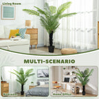 Homcom 175cm Artificial Areca Palm Tree with 16 PE Leaves, Decorative Artificial Plant with Plastic Pot and Flocked Soil