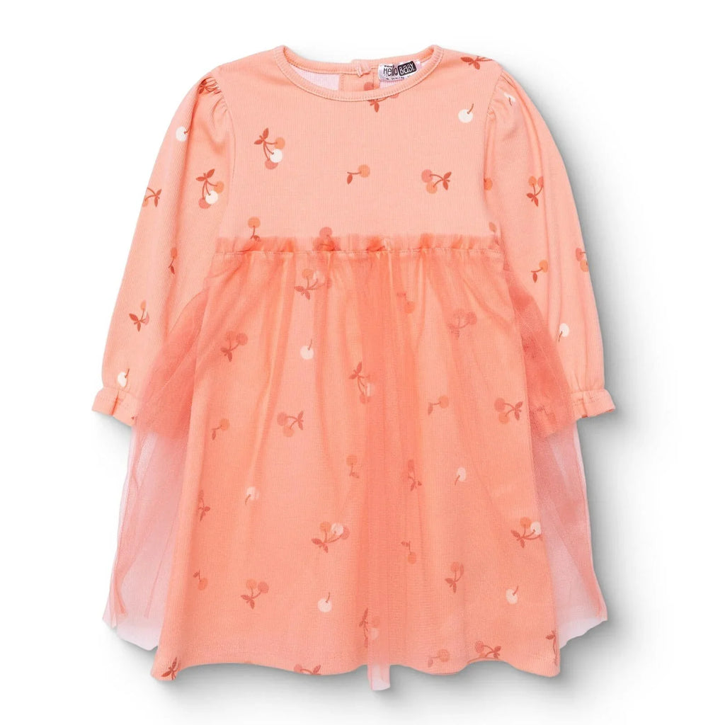HelloBaby Winter Cherry Dress - Salmon