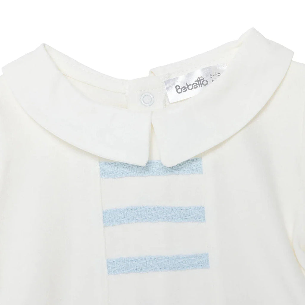 Bebetto Boys T-shirt & Shorts Set Snap Fastening Little Boss Shirt Collar Short Length Short Sleeve - Blue