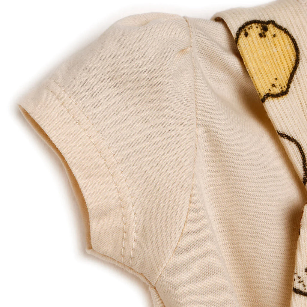 Newborn Bebbek Fruits Printed Dress - Ecru