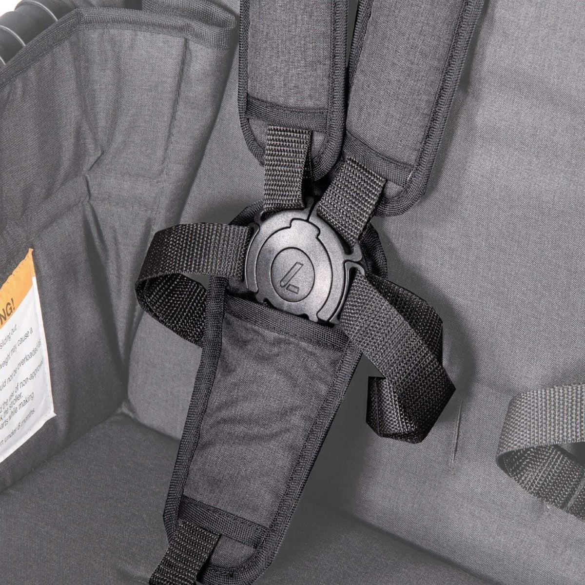 Charcoal grey stroller wagon harness straps with central buckle and padding