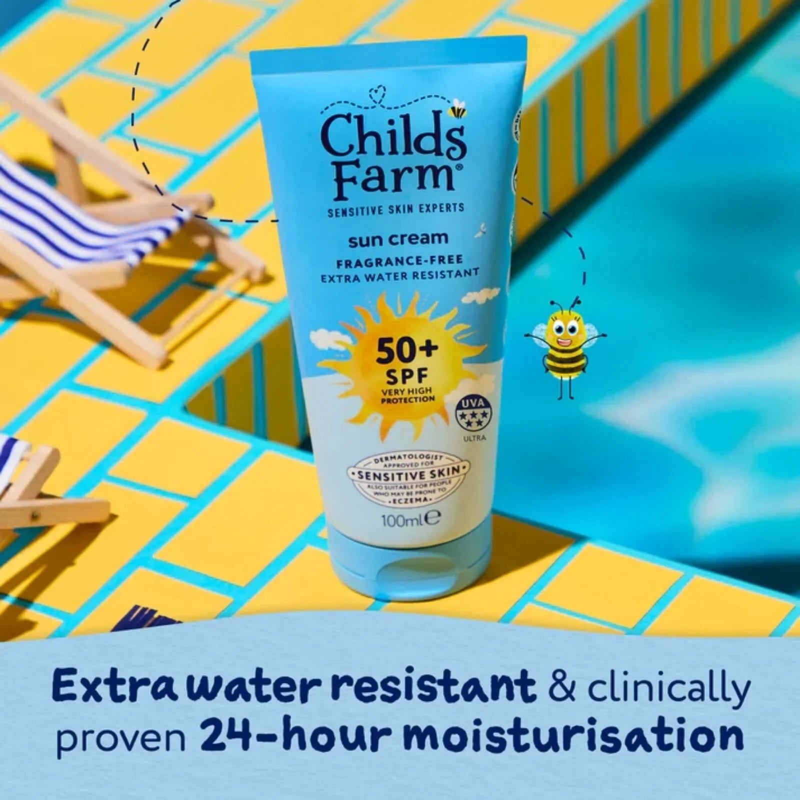 Fragrance-free SPF 50+ sun cream tube, extra water resistant, 100 ml