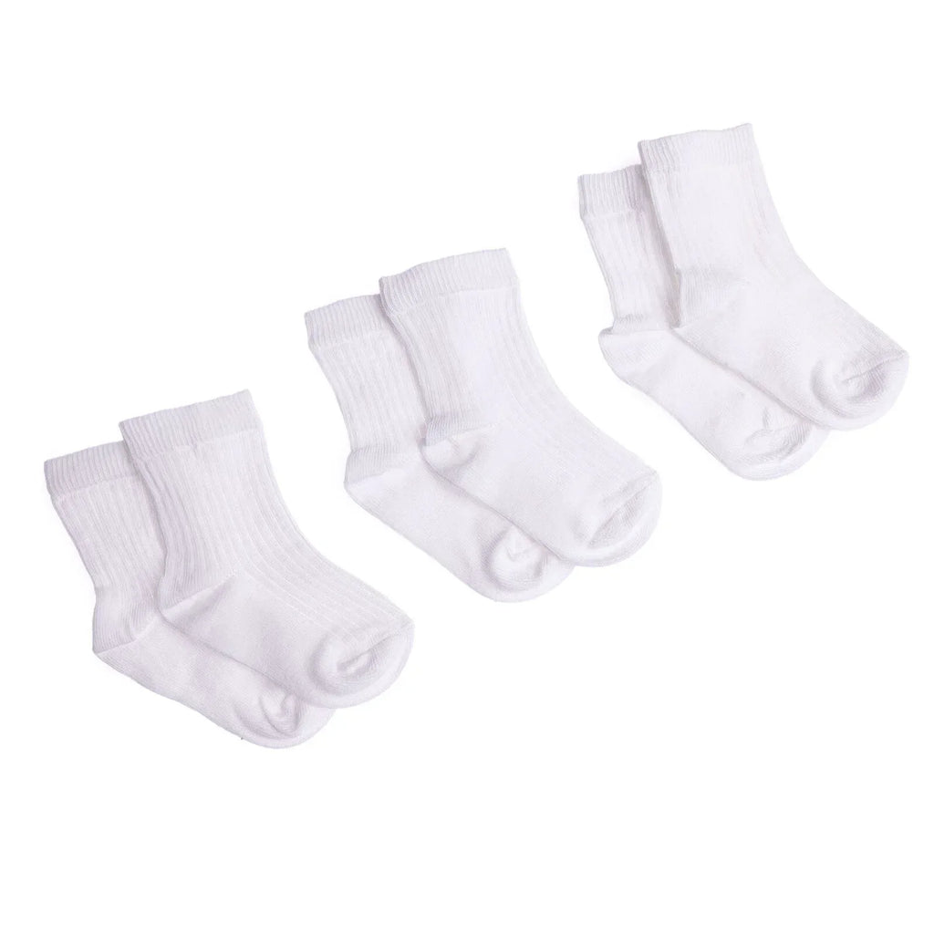 HelloBaby Unisex Baby Socks 3 Pack - White - Bobobiy
