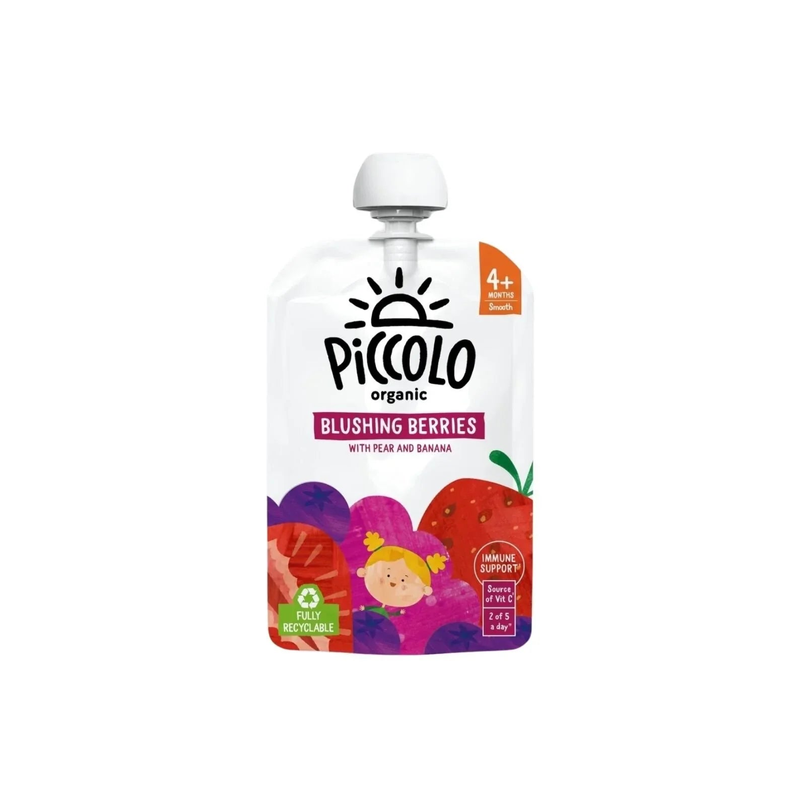 Piccolo Organic Blushing Berries Pear & Banana 4+ months 100g