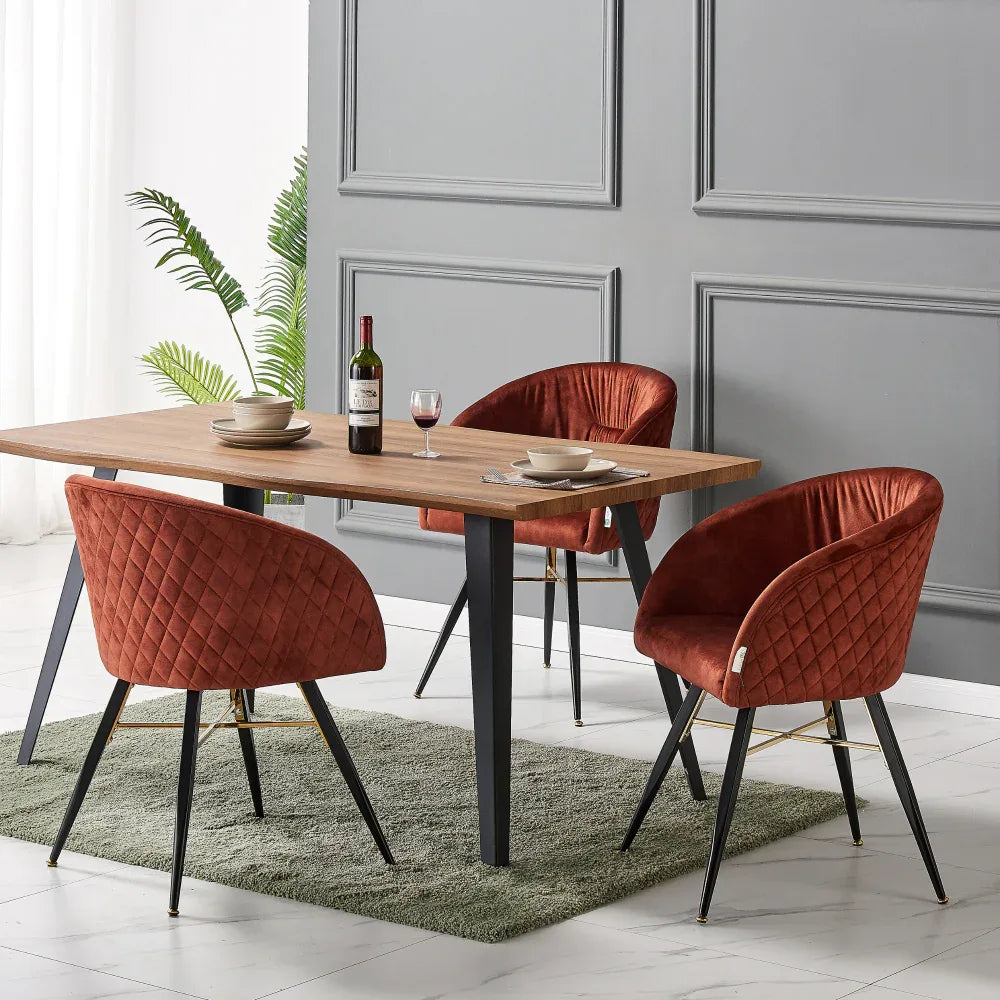 Vittorio Rocco LUX 5PCs Dining Set includes an Oak Dining Table and Set of 4 Dining Chairs - Bobobiy