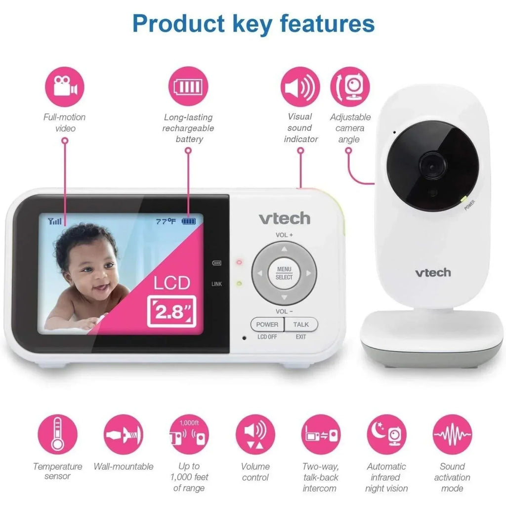 VTech VM819 2.8" Digital Video Baby Monitor with Adjustable Camera - Bobobiy