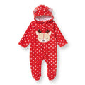 HelloBaby My First Christmas Newborn Girl Polar Footed Jumpsuit - Red Printed
