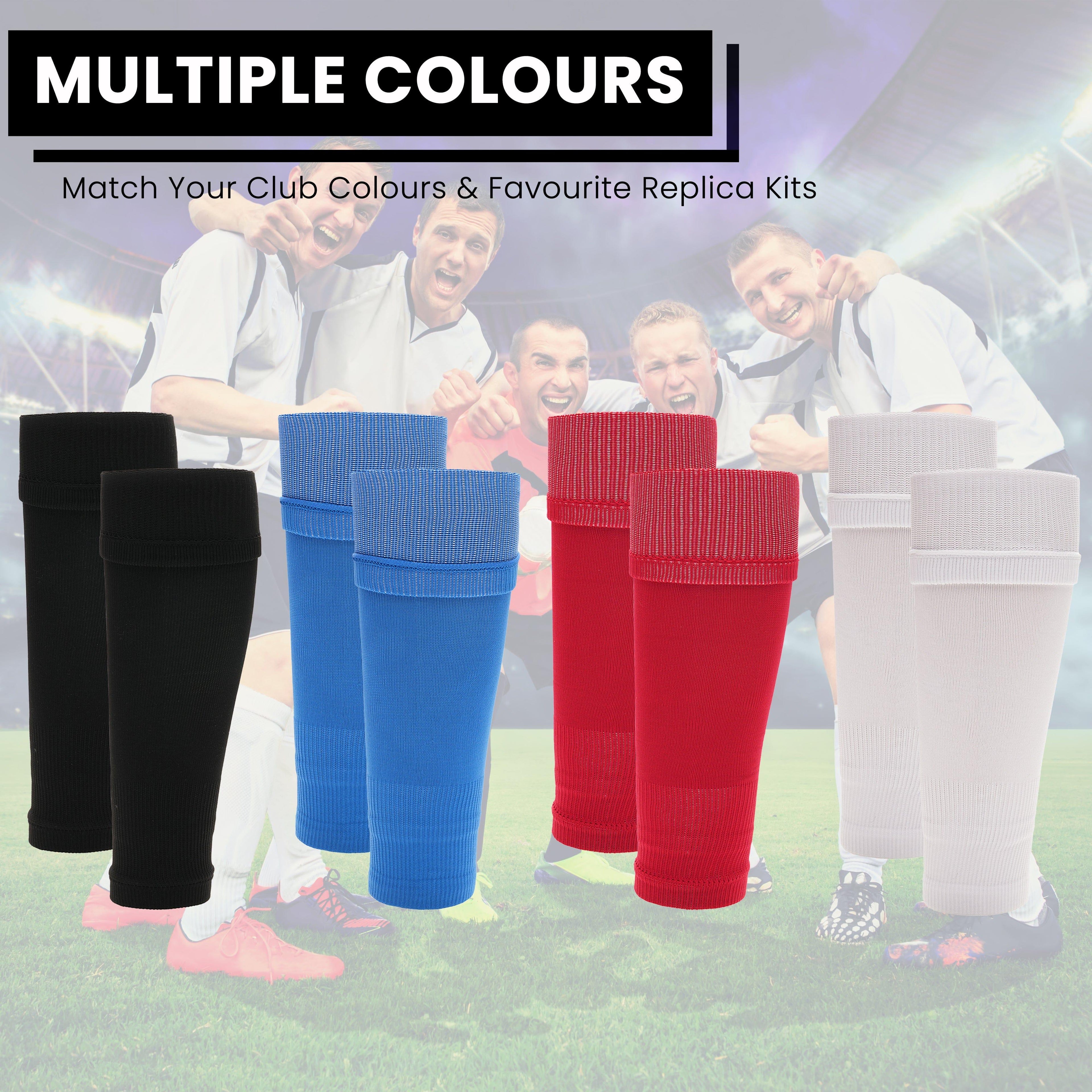Adults Black Football Leg Sleeve Socks Compression Support Fits Over Shin Pads Breathable & Secure for Training Running