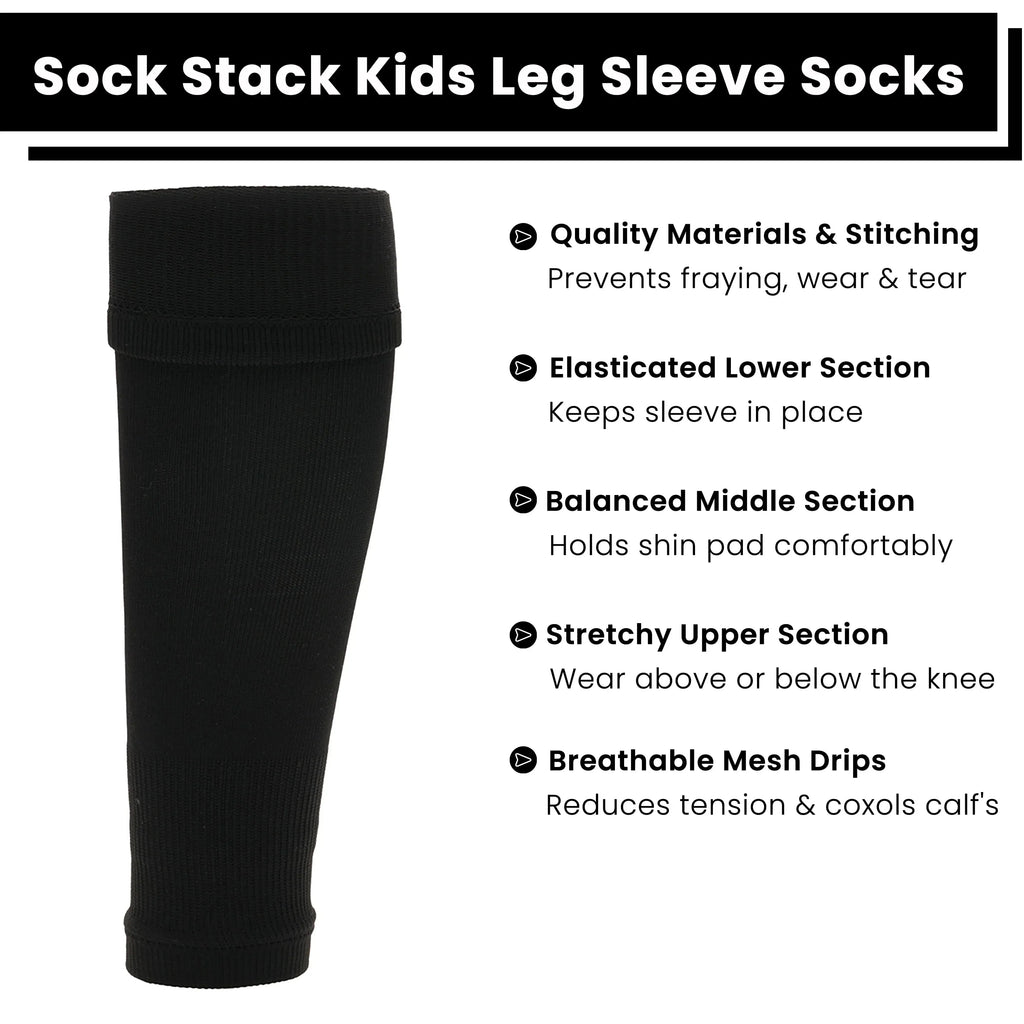 adults-black-football-leg-sleeve-socks-compression-support-fits-over-shin-pads-breathable-secure-for-training-running-by-sock-stack-black-socks-1176950116 - Bobobiy
