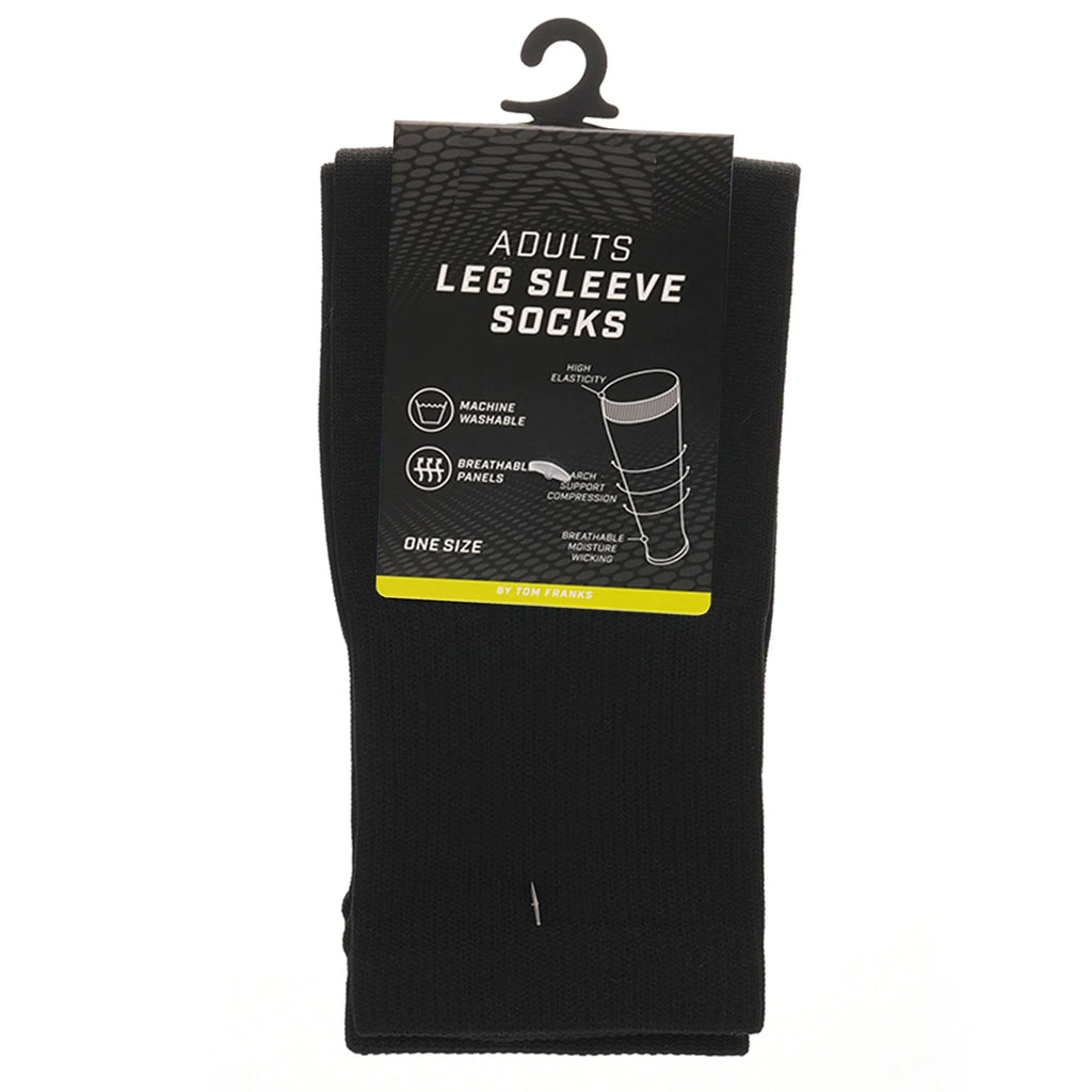 adults-black-football-leg-sleeve-socks-compression-support-fits-over-shin-pads-breathable-secure-for-training-running-by-sock-stack-black-socks-1176950117 - Bobobiy