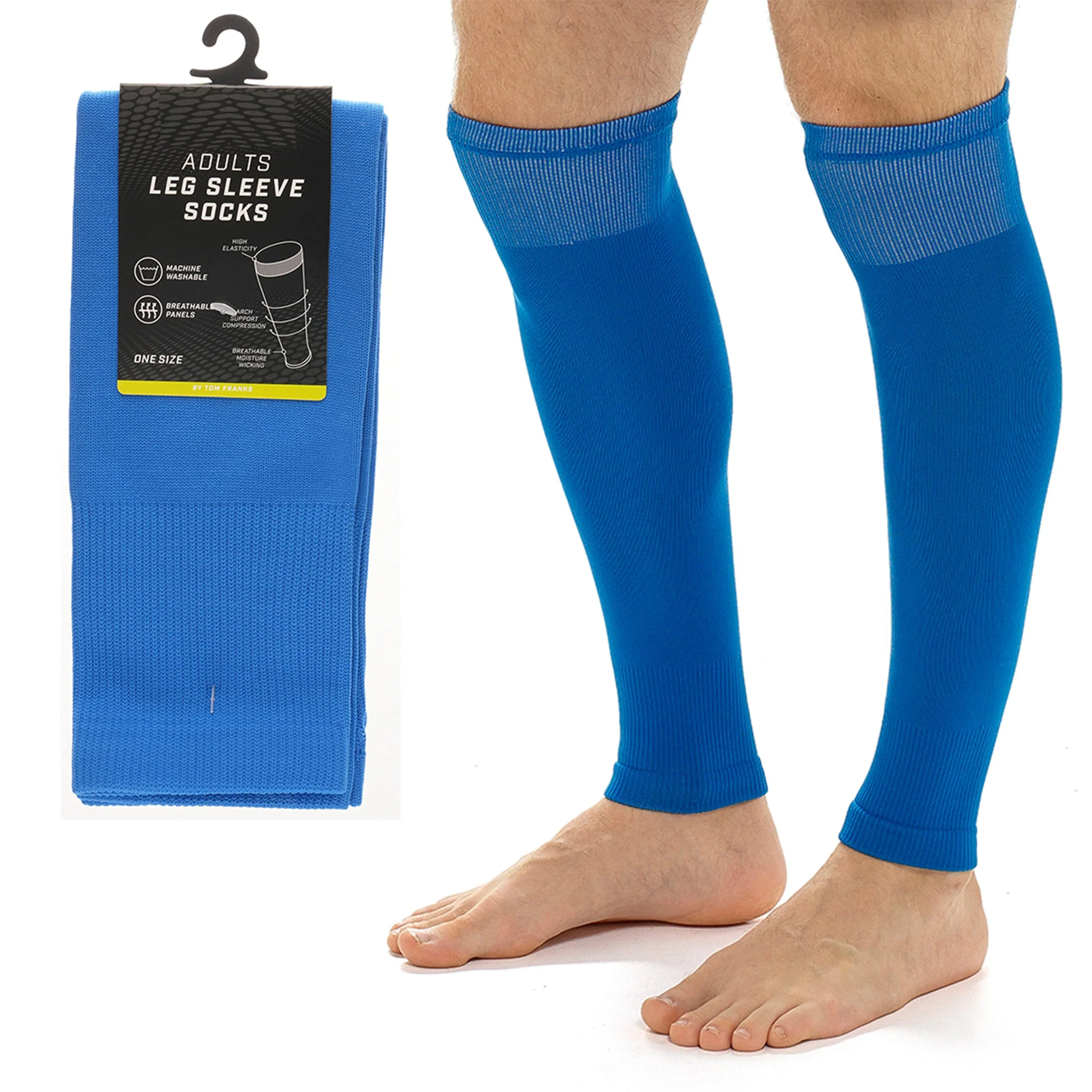 adults-blue-football-leg-sleeve-socks-compression-support-fits-over-shin-pads-breathable-secure-for-training-running-by-sock-stack-blue-socks-1176950121 - Bobobiy