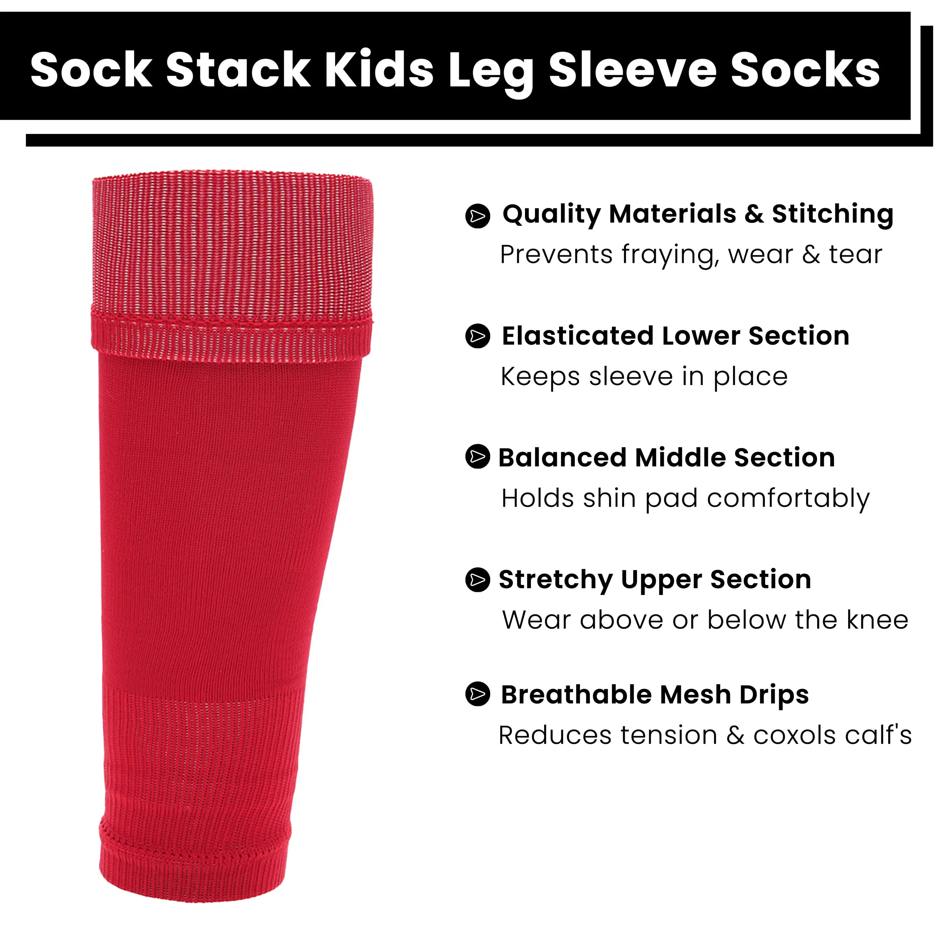 adults-red-football-leg-sleeve-socks-compression-support-fits-over-shin-pads-breathable-secure-for-training-running-by-sock-stack-red-socks-1176950125 - Bobobiy